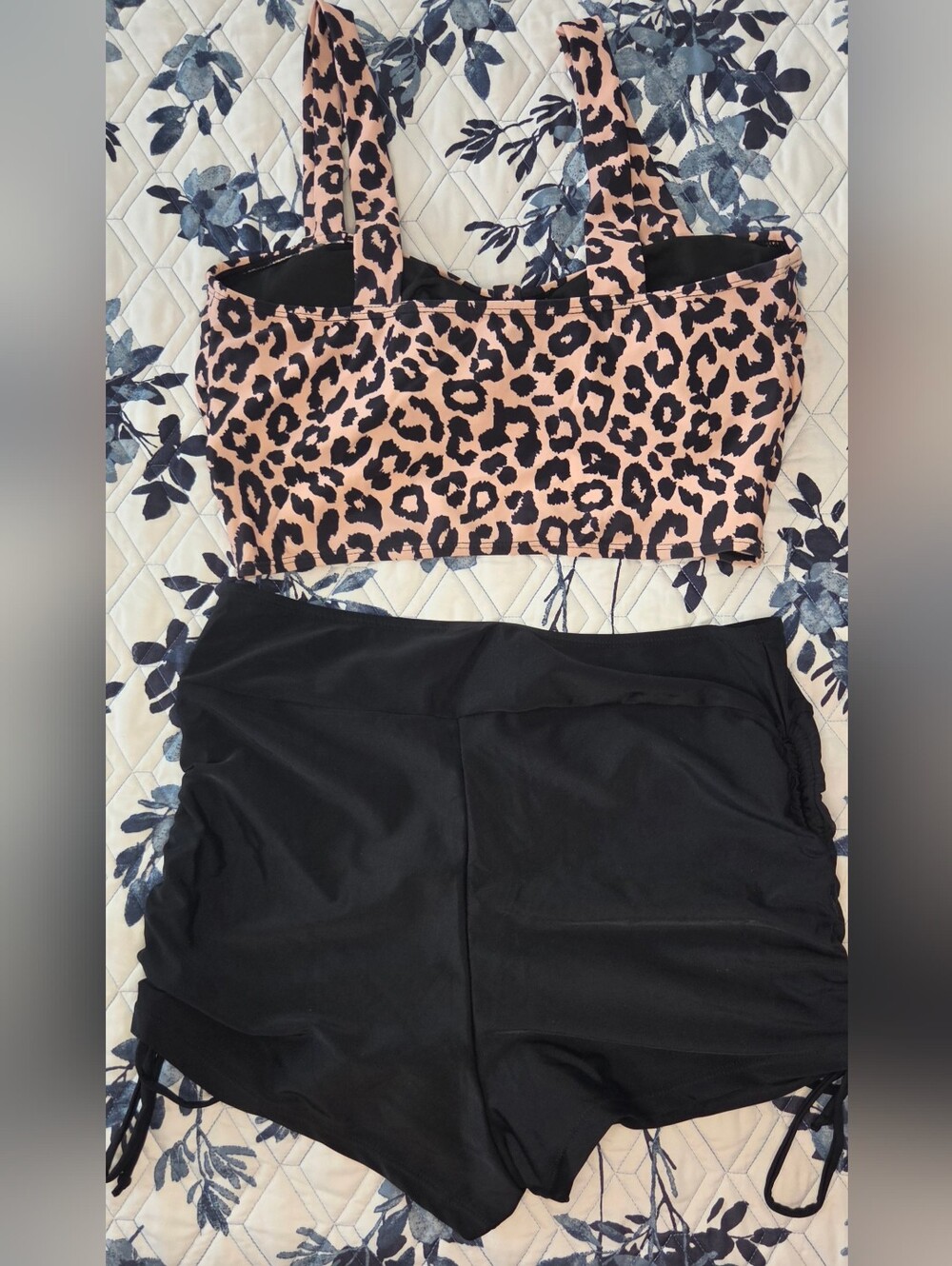 NWOT Micas Leopard Print Tankini Set Large High Waist Ruched Swim Shorts - Picture 4 of 4